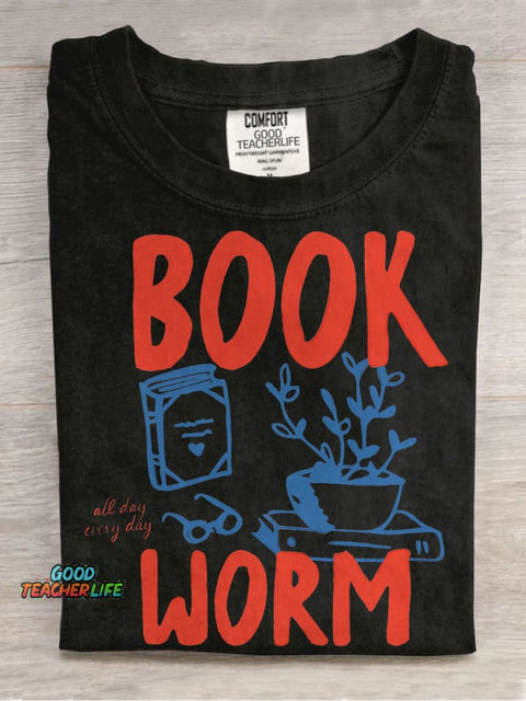 Book Worm Casual Print T-shirt