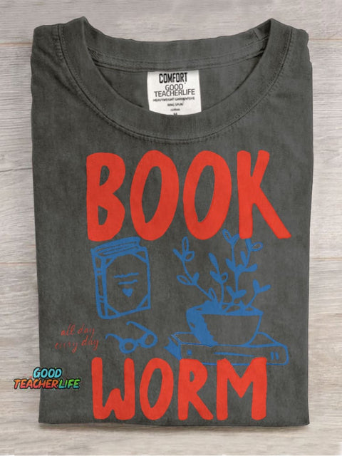 Book Worm Casual Print T-shirt