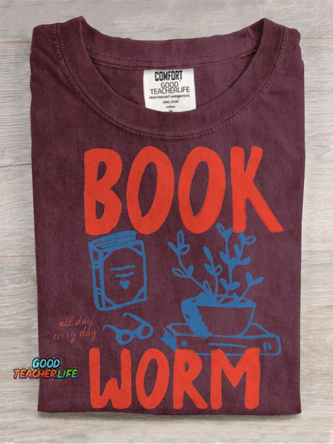Book Worm Casual Print T-shirt