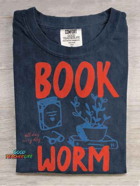 Book Worm Casual Print T-shirt