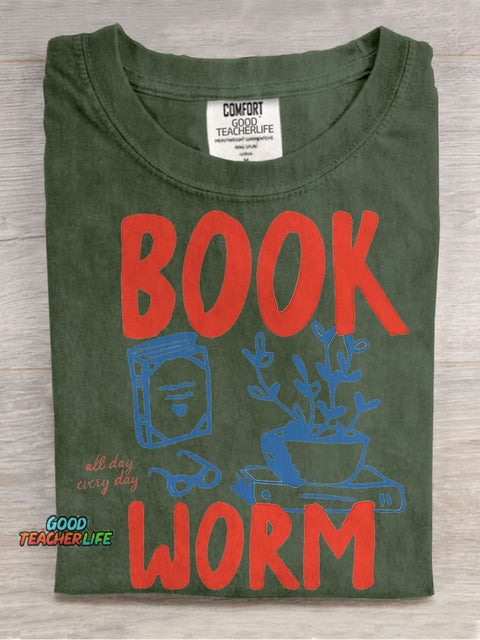 Book Worm Casual Print T-shirt