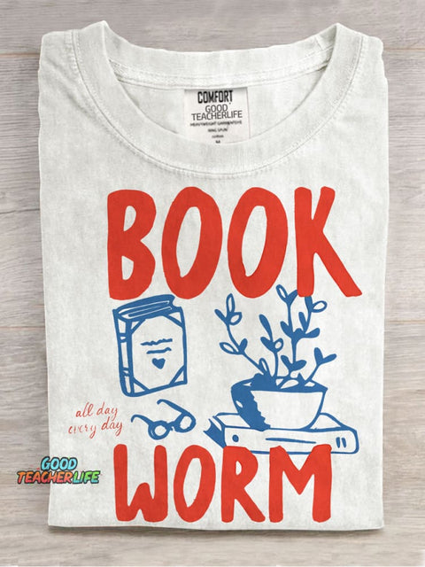 Book Worm Casual Print T-shirt