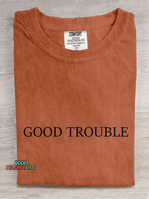 Good Trouble Quotes Black History Casual Print T-shirt
