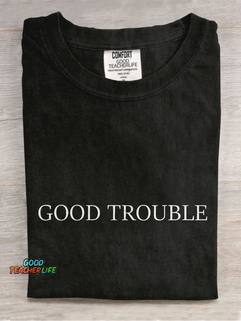 Good Trouble Quotes Black History Casual Print T-shirt