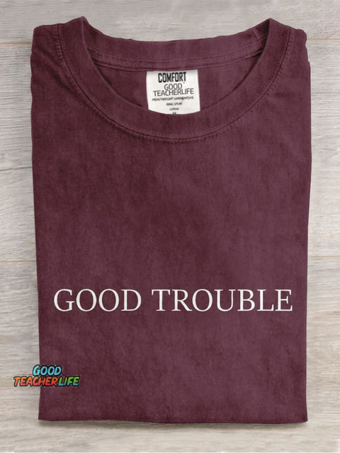 Good Trouble Quotes Black History Casual Print T-shirt