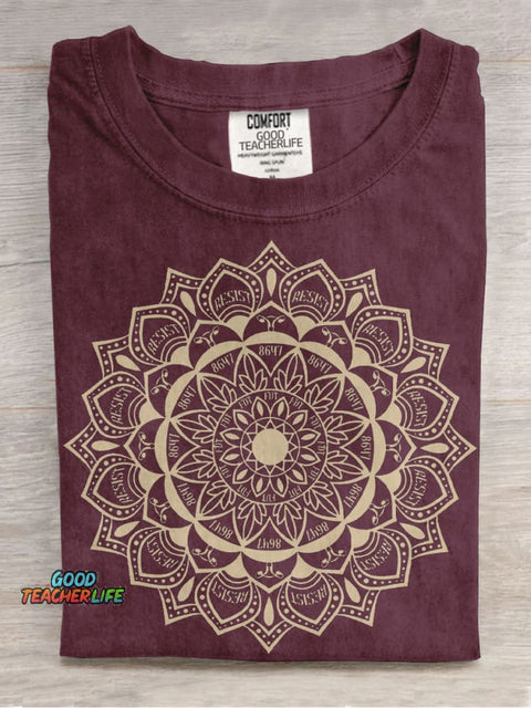Subtle Anti Fascist FDT Mandala Political Casual Print T-shirt