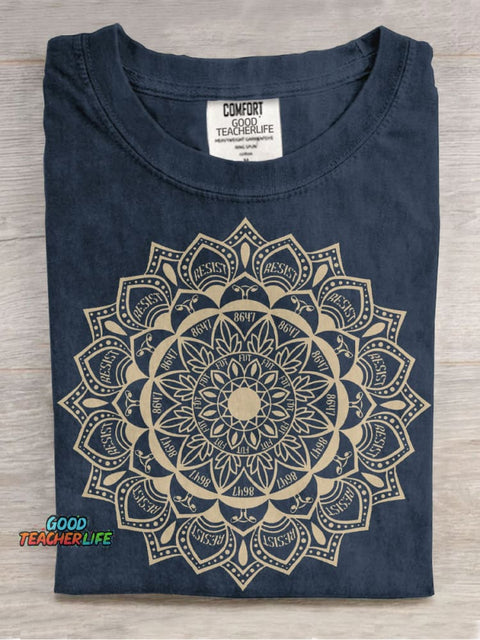 Subtle Anti Fascist FDT Mandala Political Casual Print T-shirt