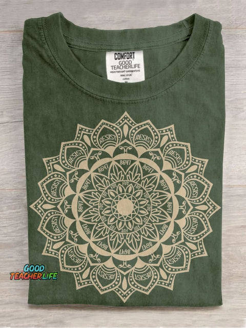 Subtle Anti Fascist FDT Mandala Political Casual Print T-shirt