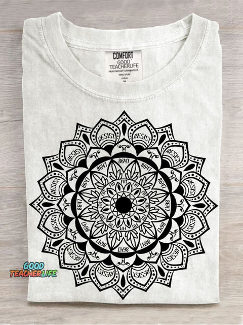 Subtle Anti Fascist FDT Mandala Political Casual Print T-shirt