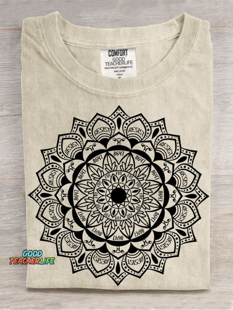 Subtle Anti Fascist FDT Mandala Political Casual Print T-shirt