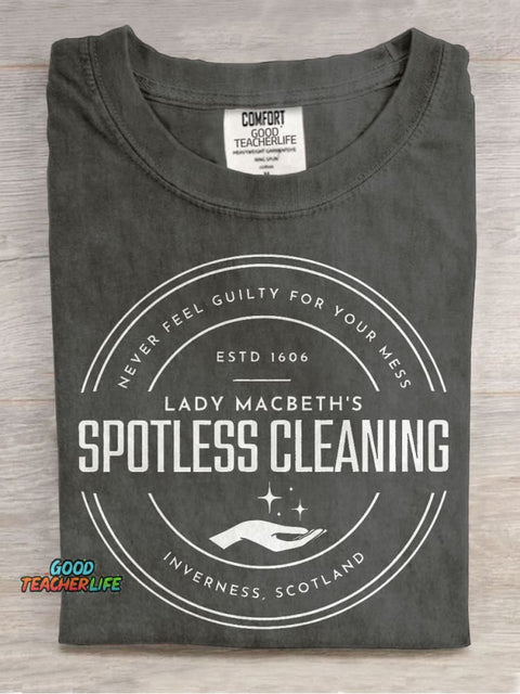 Spotless Cleaning Teacher Casual Print T-shirt