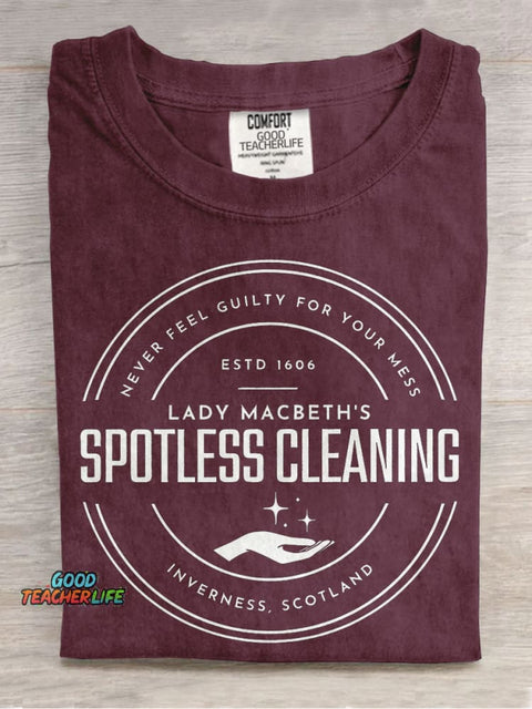 Spotless Cleaning Teacher Casual Print T-shirt
