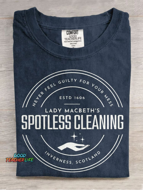 Spotless Cleaning Teacher Casual Print T-shirt