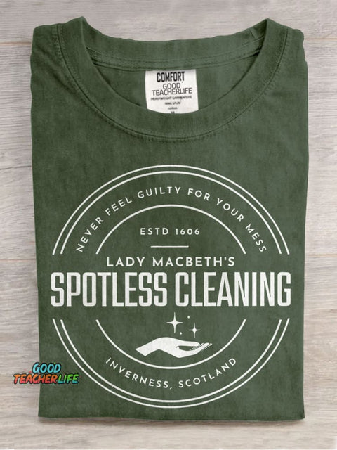 Spotless Cleaning Teacher Casual Print T-shirt