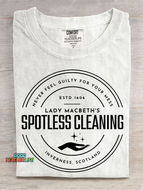 Spotless Cleaning Teacher Casual Print T-shirt