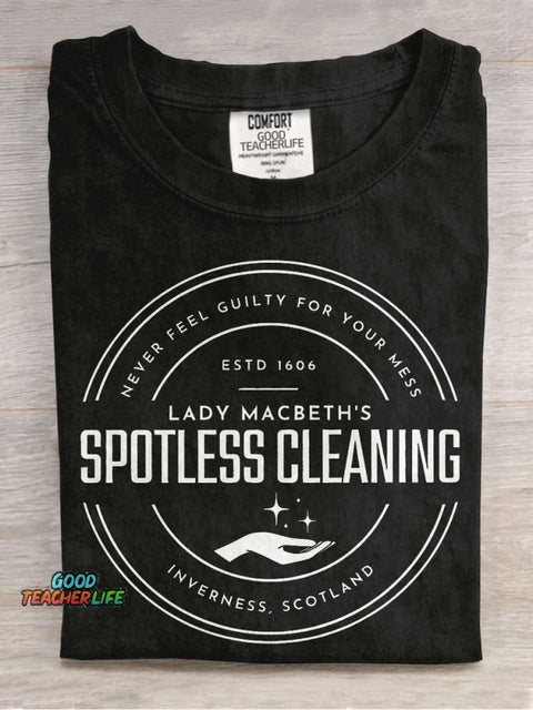 Spotless Cleaning Teacher Casual Print T-shirt