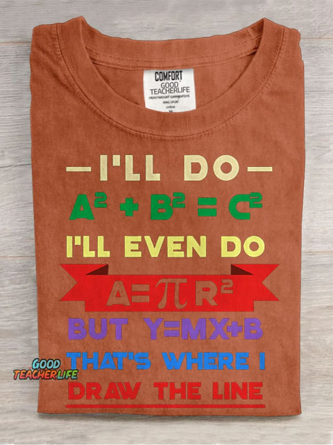 That's Where I Draw The Line Teacher Casual Print T-shirt