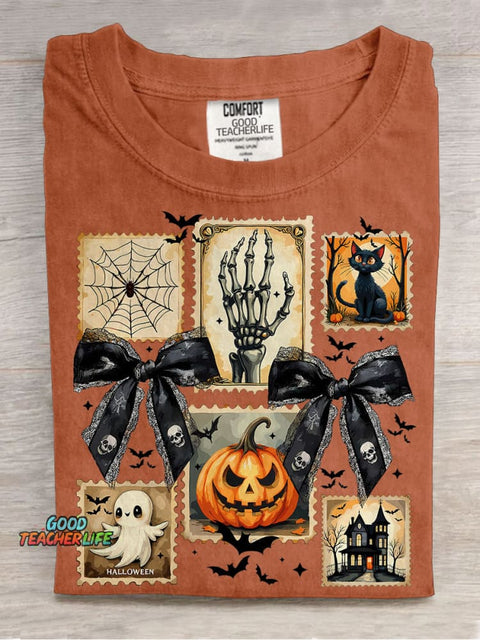 Spooky Season Halloween Ghost Flirty Fall Pumpkin Halloween Casual Print T-shirt