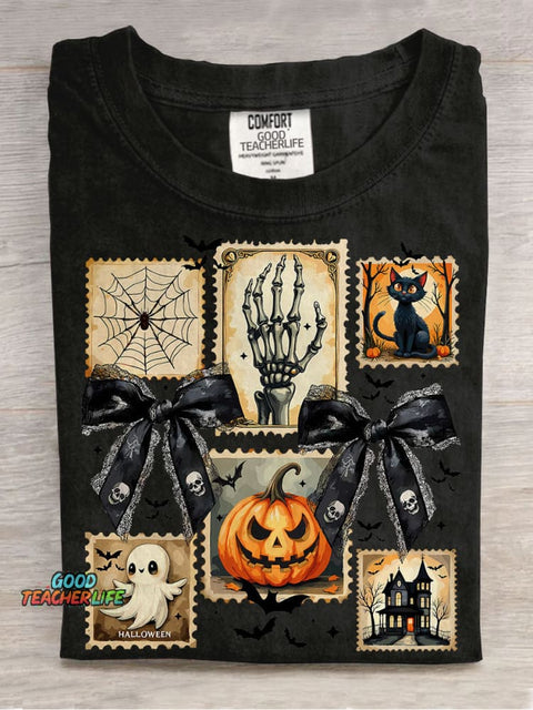 Spooky Season Halloween Ghost Flirty Fall Pumpkin Halloween Casual Print T-shirt