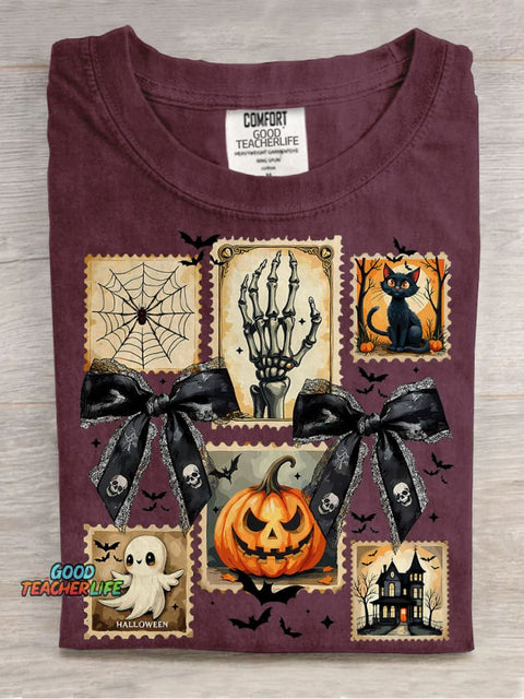 Spooky Season Halloween Ghost Flirty Fall Pumpkin Halloween Casual Print T-shirt