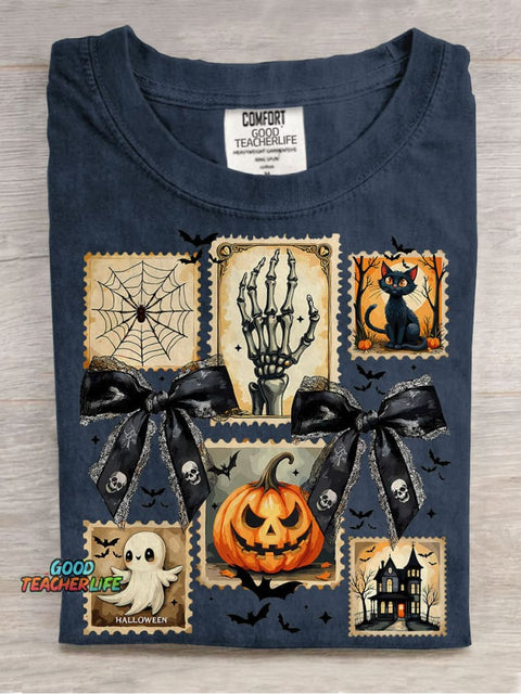 Spooky Season Halloween Ghost Flirty Fall Pumpkin Halloween Casual Print T-shirt