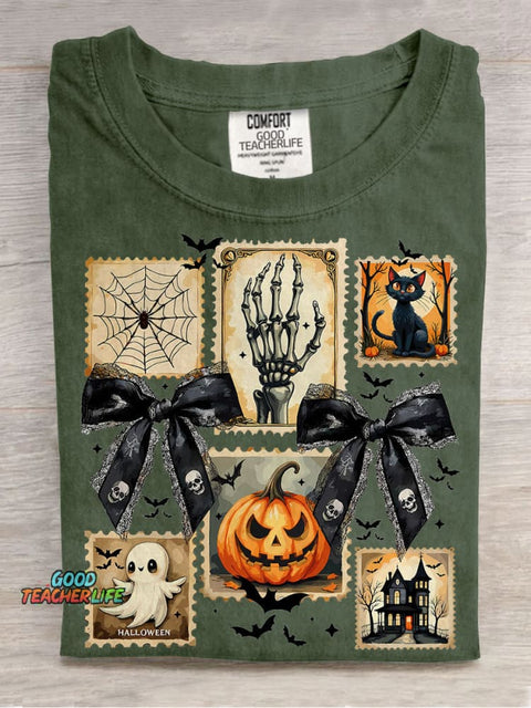 Spooky Season Halloween Ghost Flirty Fall Pumpkin Halloween Casual Print T-shirt
