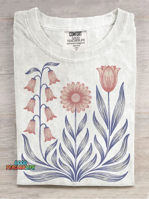 Daisy Tulip Casual Print T-shirt