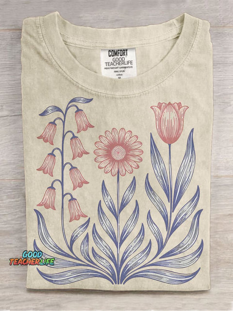 Daisy Tulip Casual Print T-shirt