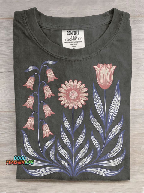 Daisy Tulip Casual Print T-shirt