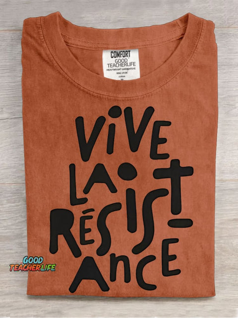 Vive La Résistance Crop Casual Print T-shirt