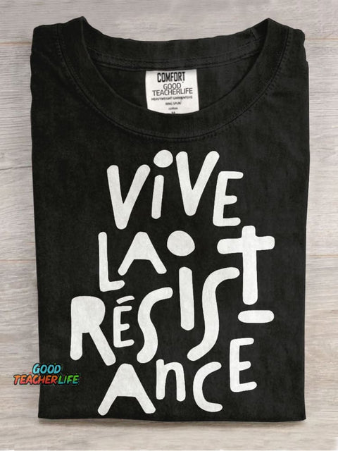 Vive La Résistance Crop Casual Print T-shirt