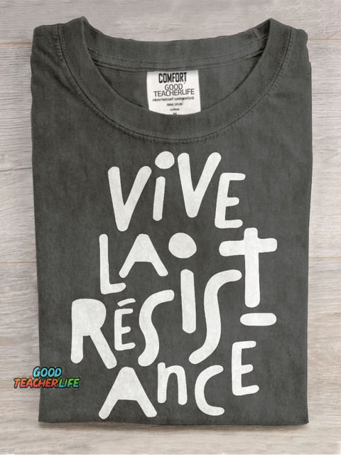 Vive La Résistance Crop Casual Print T-shirt