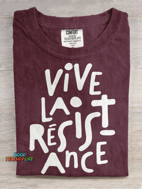 Vive La Résistance Crop Casual Print T-shirt