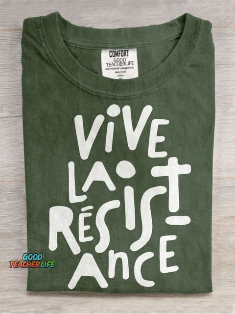 Vive La Résistance Crop Casual Print T-shirt
