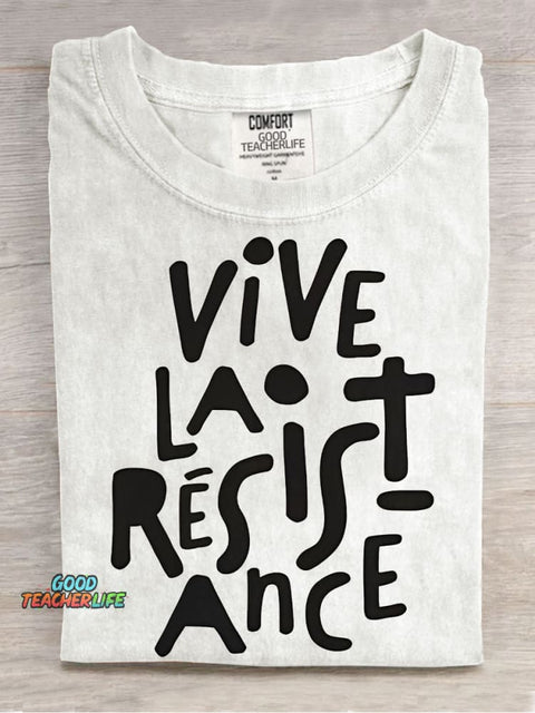 Vive La Résistance Crop Casual Print T-shirt