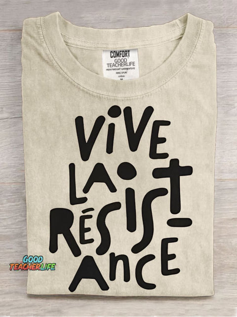 Vive La Résistance Crop Casual Print T-shirt