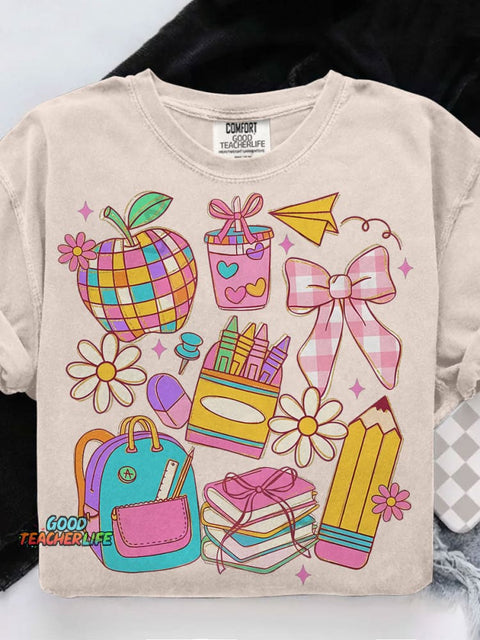 Preppy Coquette Teacher Casual Print T-shirt