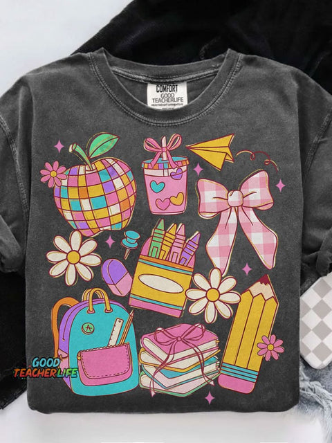 Preppy Coquette Teacher Casual Print T-shirt