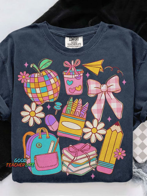 Preppy Coquette Teacher Casual Print T-shirt