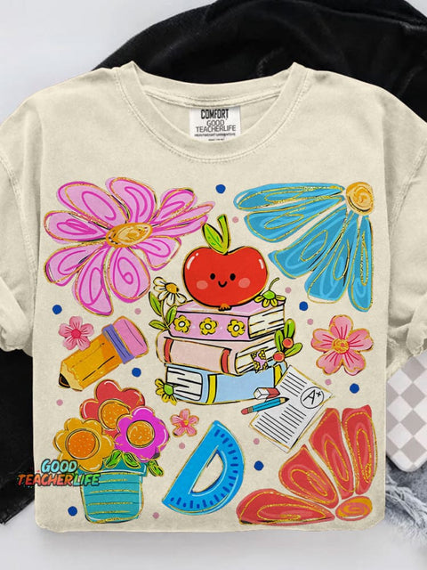 Teacher Boho Floral Teacher Casual Print T-shirt