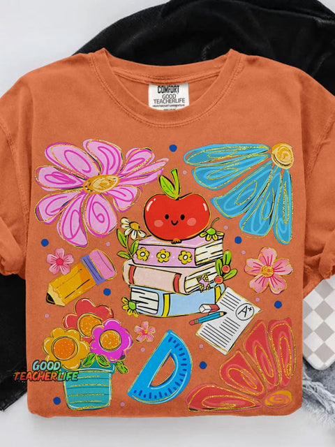 Teacher Boho Floral Teacher Casual Print T-shirt