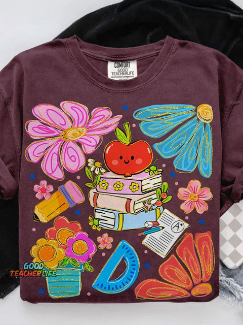 Teacher Boho Floral Teacher Casual Print T-shirt