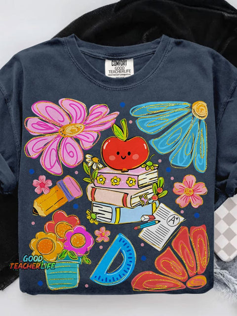 Teacher Boho Floral Teacher Casual Print T-shirt