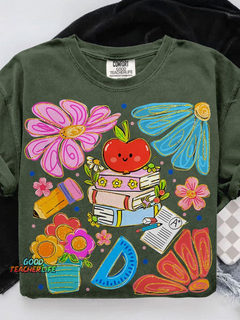 Teacher Boho Floral Teacher Casual Print T-shirt