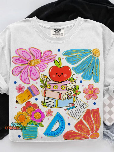 Teacher Boho Floral Teacher Casual Print T-shirt
