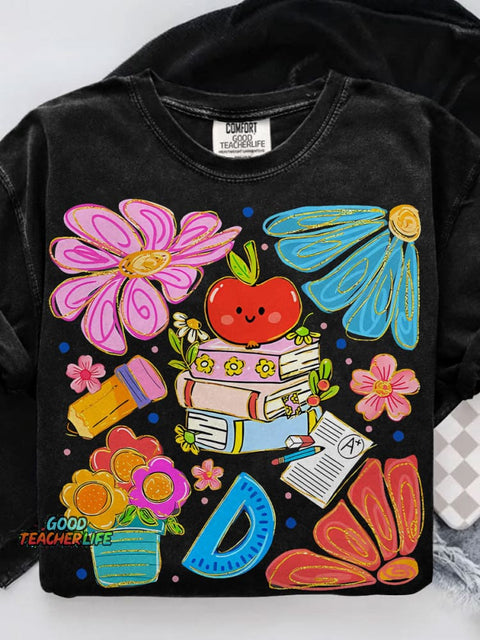 Teacher Boho Floral Teacher Casual Print T-shirt