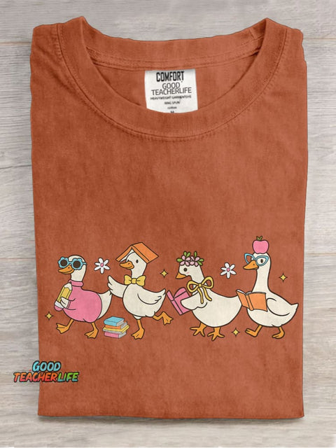 Back To School Goose Casual Print T-shirt