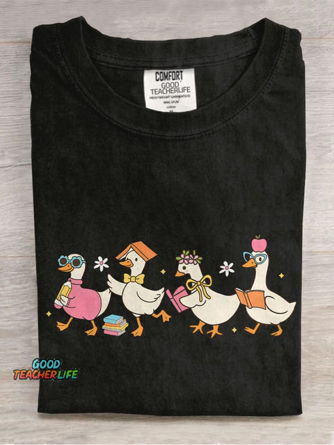 Back To School Goose Casual Print T-shirt