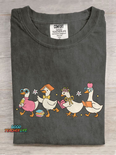 Back To School Goose Casual Print T-shirt