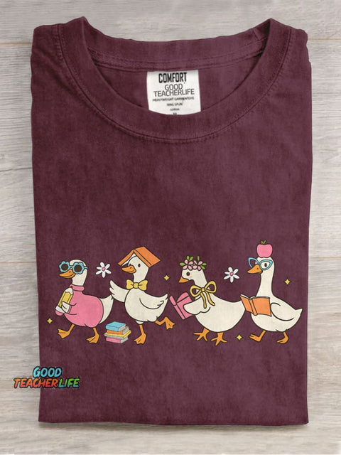 Back To School Goose Casual Print T-shirt